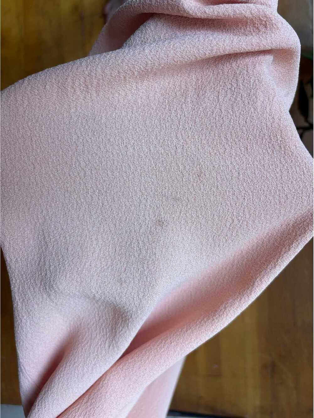 Vintage 1930s Ballet Pink Silk Crepe Flutter Sleeve Peplum Waist Maxi Dress Gown - Picture 7 of 7